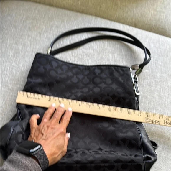 Coach Madison Black Shoulder Bag with Signature Monogram - Picture 6 of 7